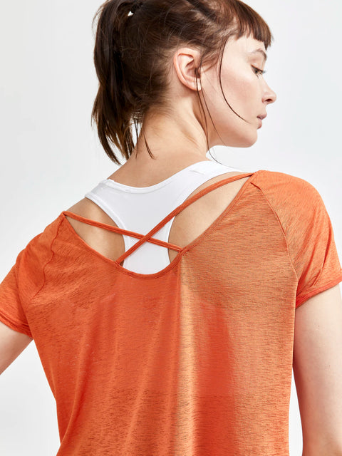 T-SHIRT CORE CHARGE CROSS BACK MARRON FEMMES